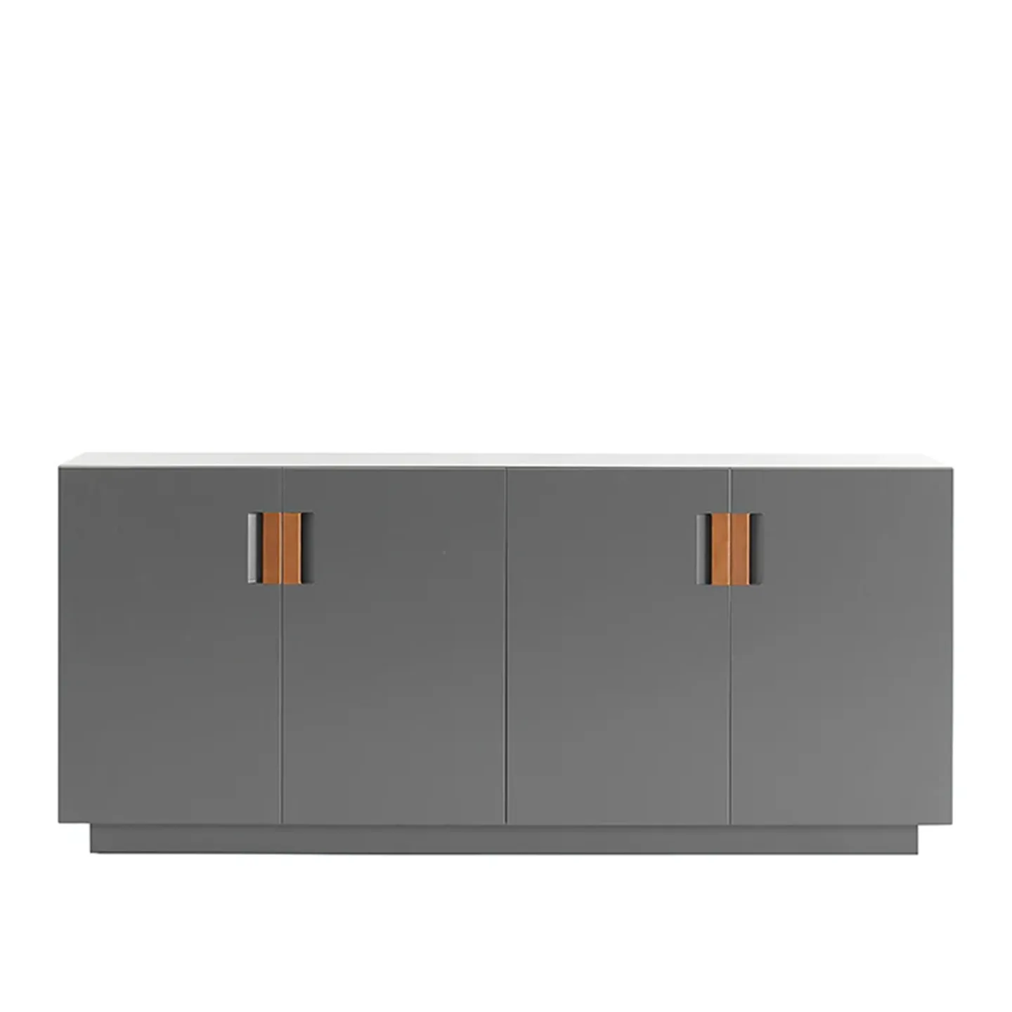 Asplund - Frame 160 Low Covered Doors - Storm Grey / Cognac Leather - Skåp och vitrinskåp - Anya Sebton & Eva Lilja Löwenhielm 2011 - Grå - Läder