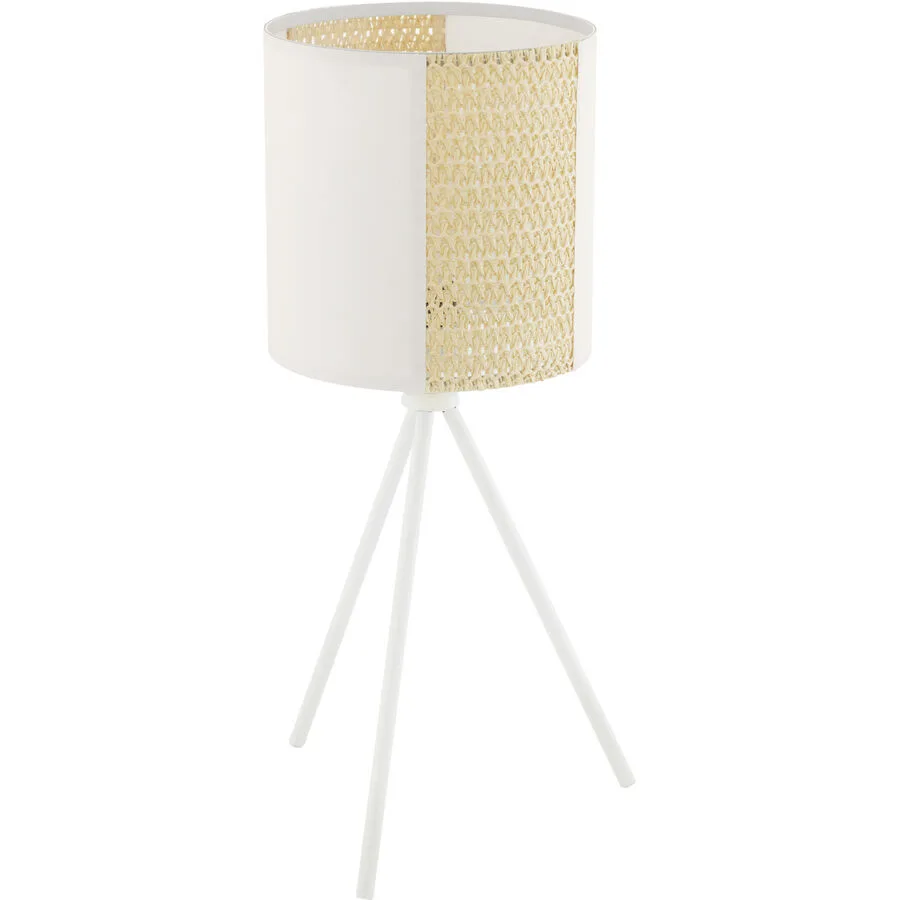 Eglo Tischlampe Arnhem Weiss/Beige Stahl/Papier/Naturfaser 24 cm 61 cm - Farbe: weiss, beige - Material: Stahl, Kraftpapier, Seegras