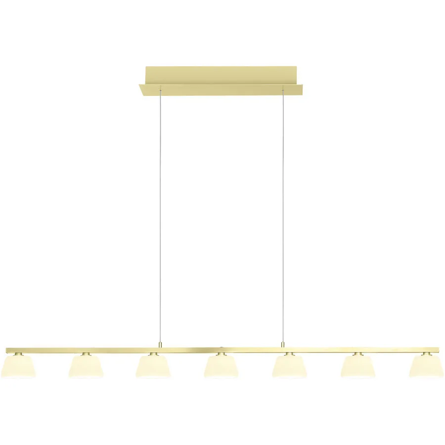 Pendellampe Jane Beige Aluminium/Eisen 122 cm - Farbe: Champagner - LED - Lichtfarbe: Warmweiss - LED Energiesparlampen