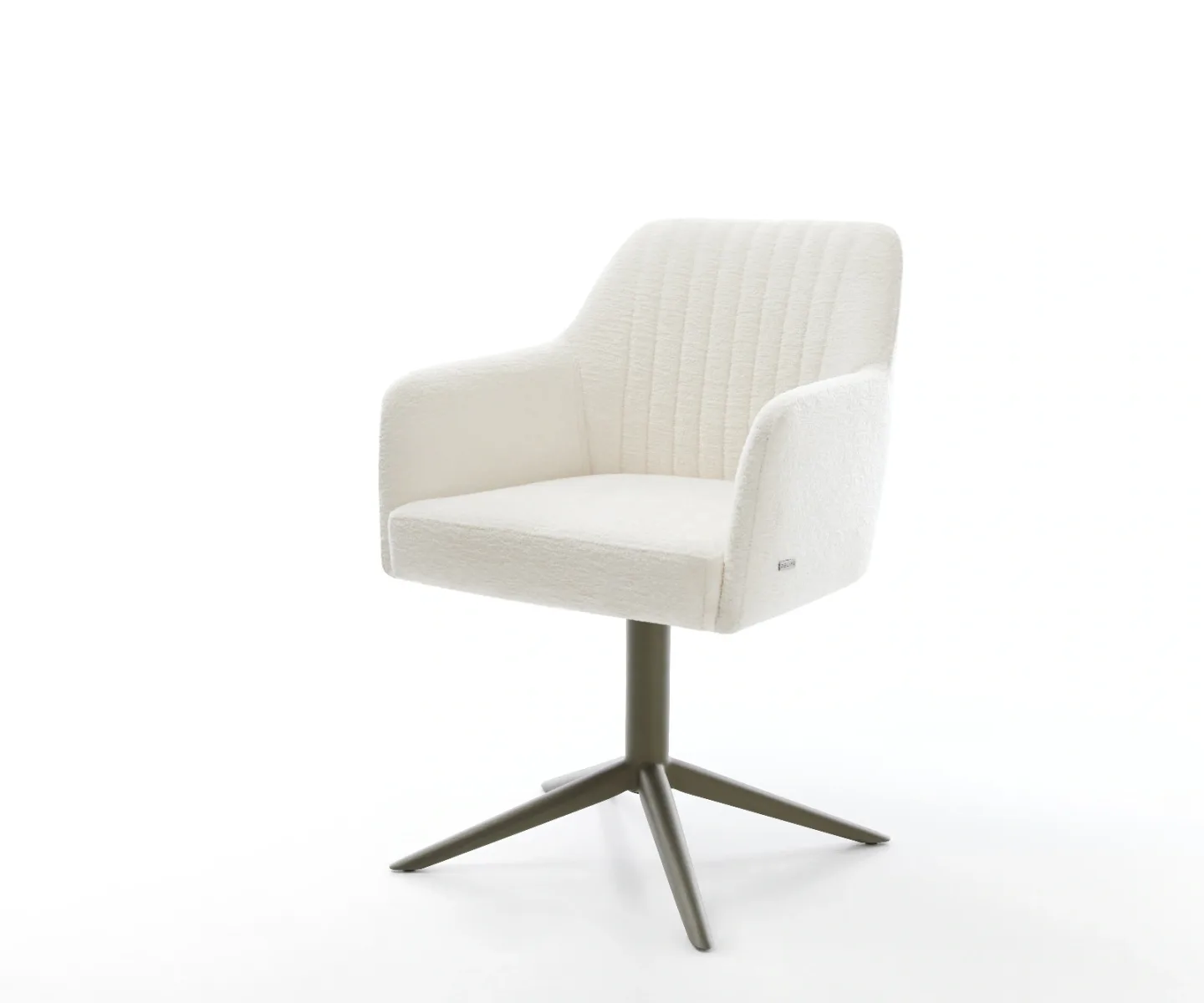 Drehstuhl Greg-Flex Bouclé Soft Beige Fußkreuz Effektfinish Titan 360° drehbar Wippfunktion Taschenfederkern