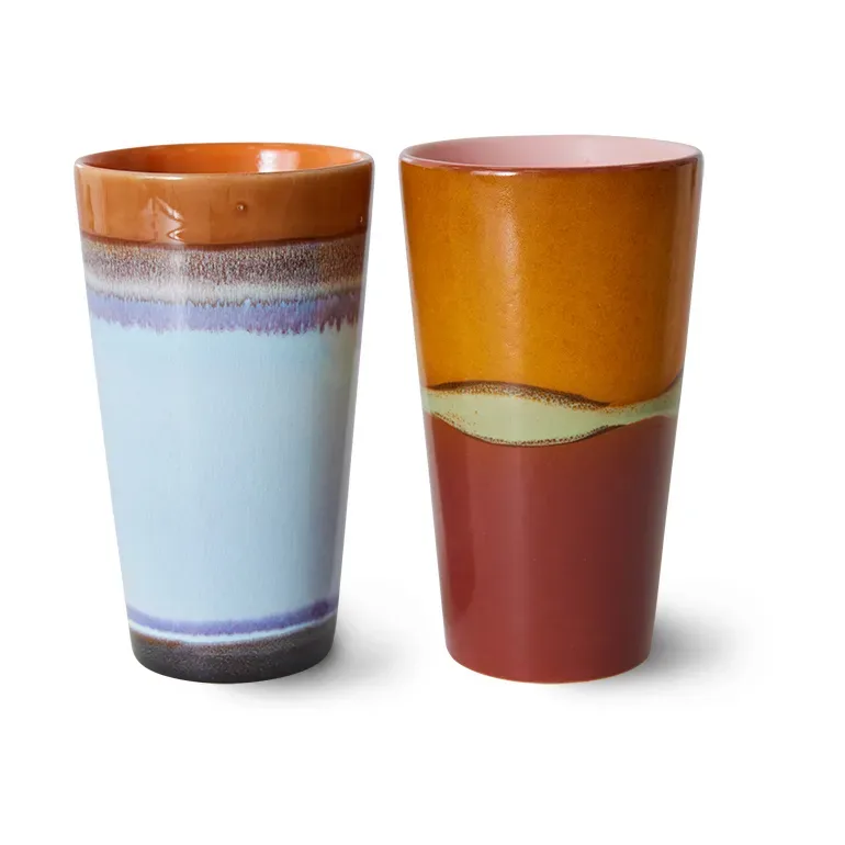 HKliving 70's Latte Tasser 28cl 2-teilig Clash