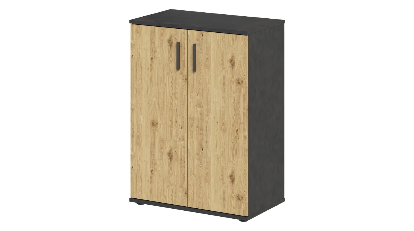 Kommode anthrazit Artisan Eiche 60 x 80 cm - 2-türig - ALBATA