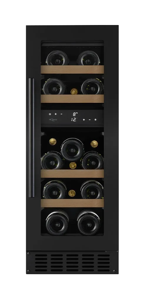 Weinkühlschrank einbau 30 cm breit - WineCave 700 30D Anthracite Black - 2 Temperaturzonen - schwarzer Weinkühlschrank