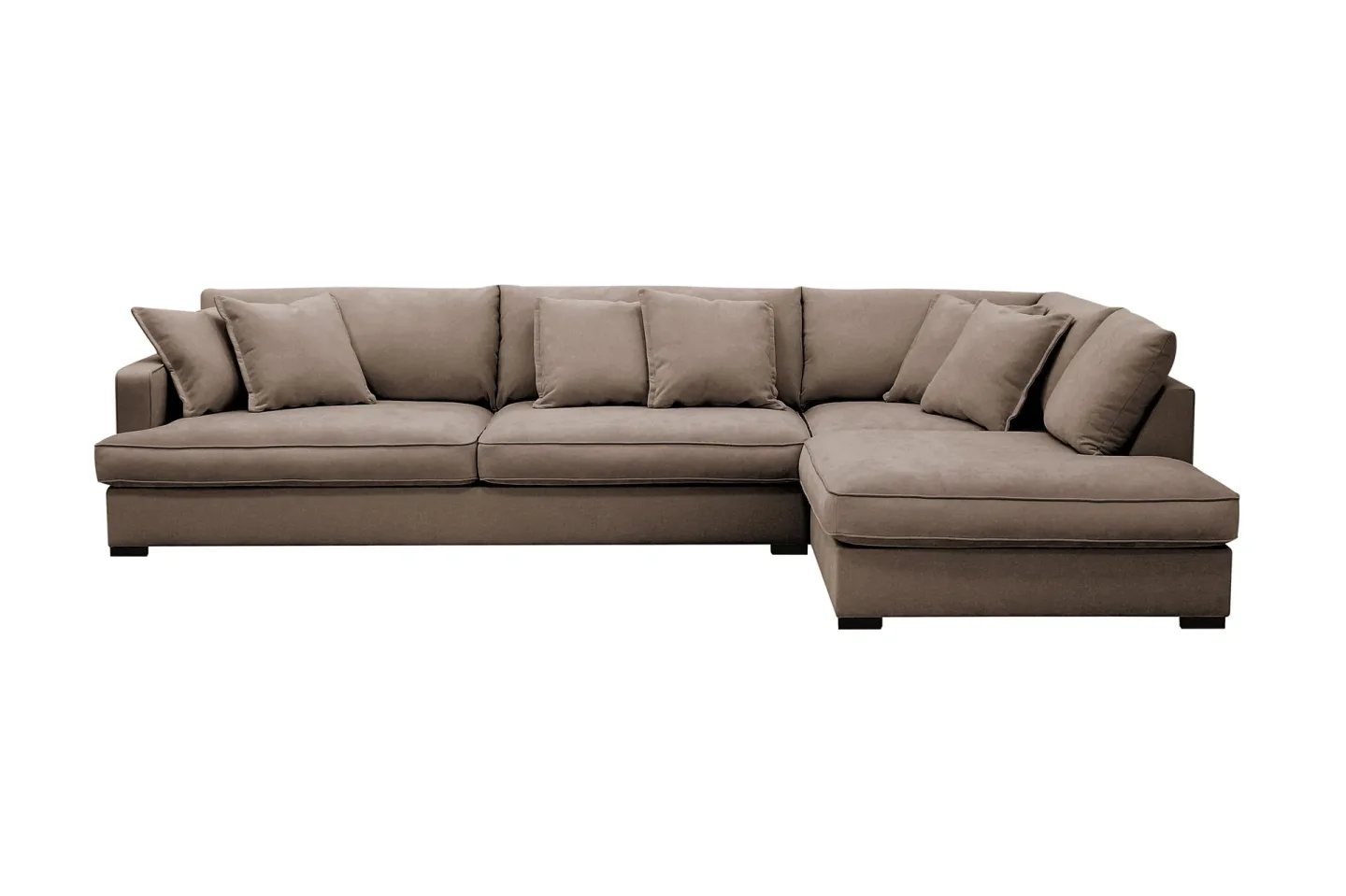 Rossita Lyx 4-sits Högervänd L-formad Extra Djup Schäslongsoffa i Tyg - Brun Tyg
