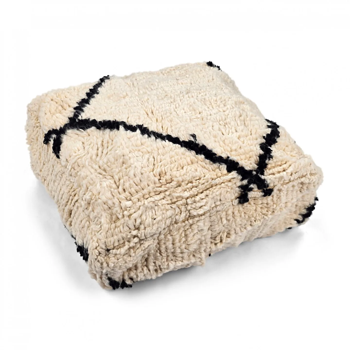 Sittepuff - Marokkansk Beni Ourain 034 (Størrelse: 60 x 60 cm)