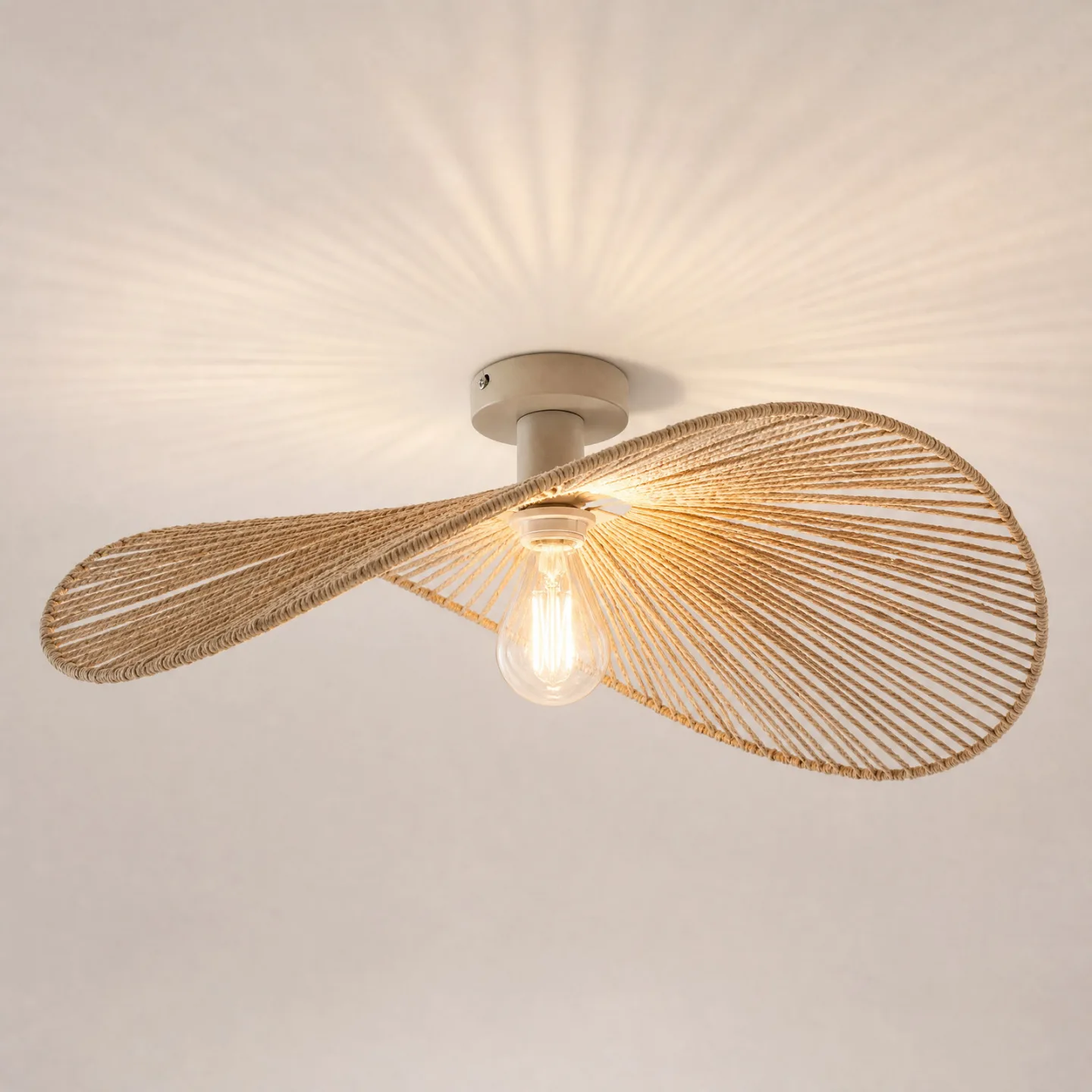 Valdorin Deckenlampe, beige, 75 cm x 50 cm, Papier, E27 - Lindby - Wohnzimmer - Modern - Papier / Karton - Einflammig