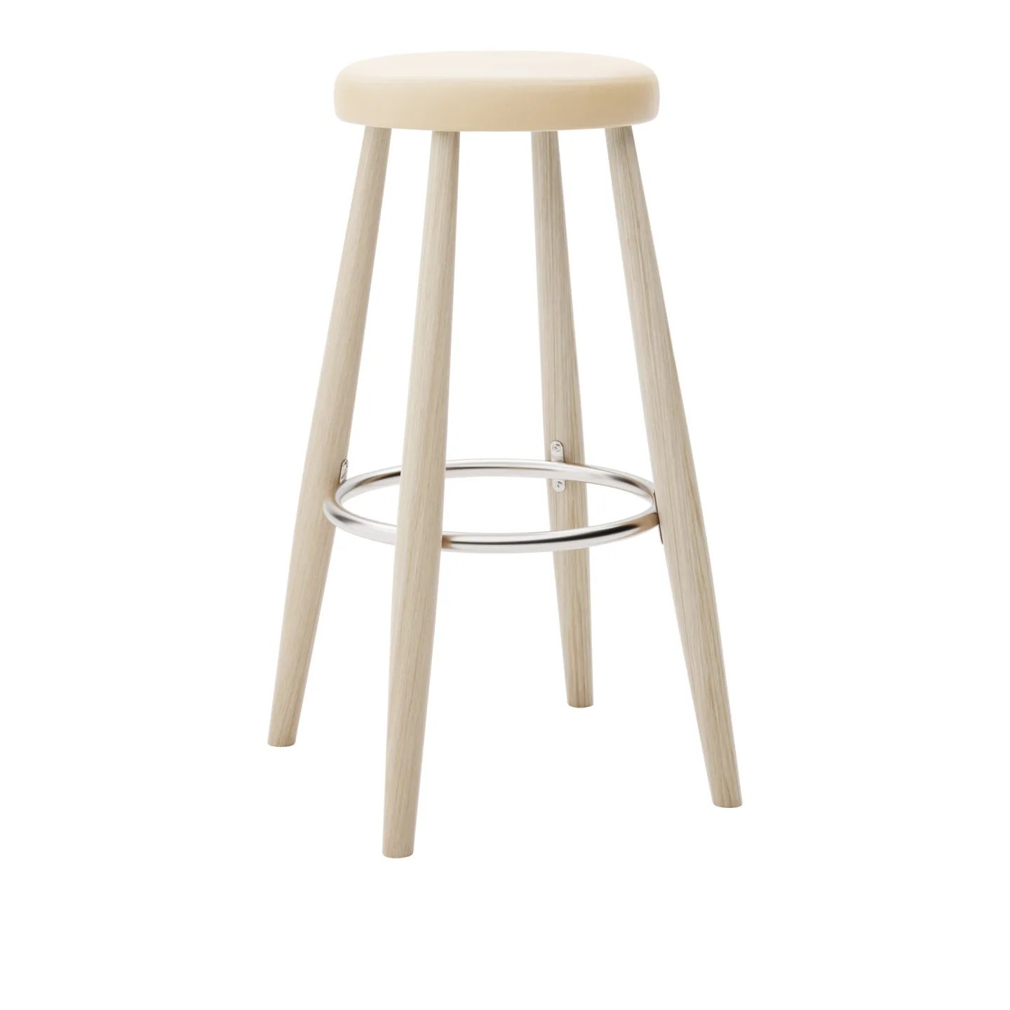 Carl Hansen - CH56 High Stool, Tvålad Ek, Lädergrupp C Sif - 90 - Barstolar - Hans J. Wegner - Träfärgad - Metall/Trä