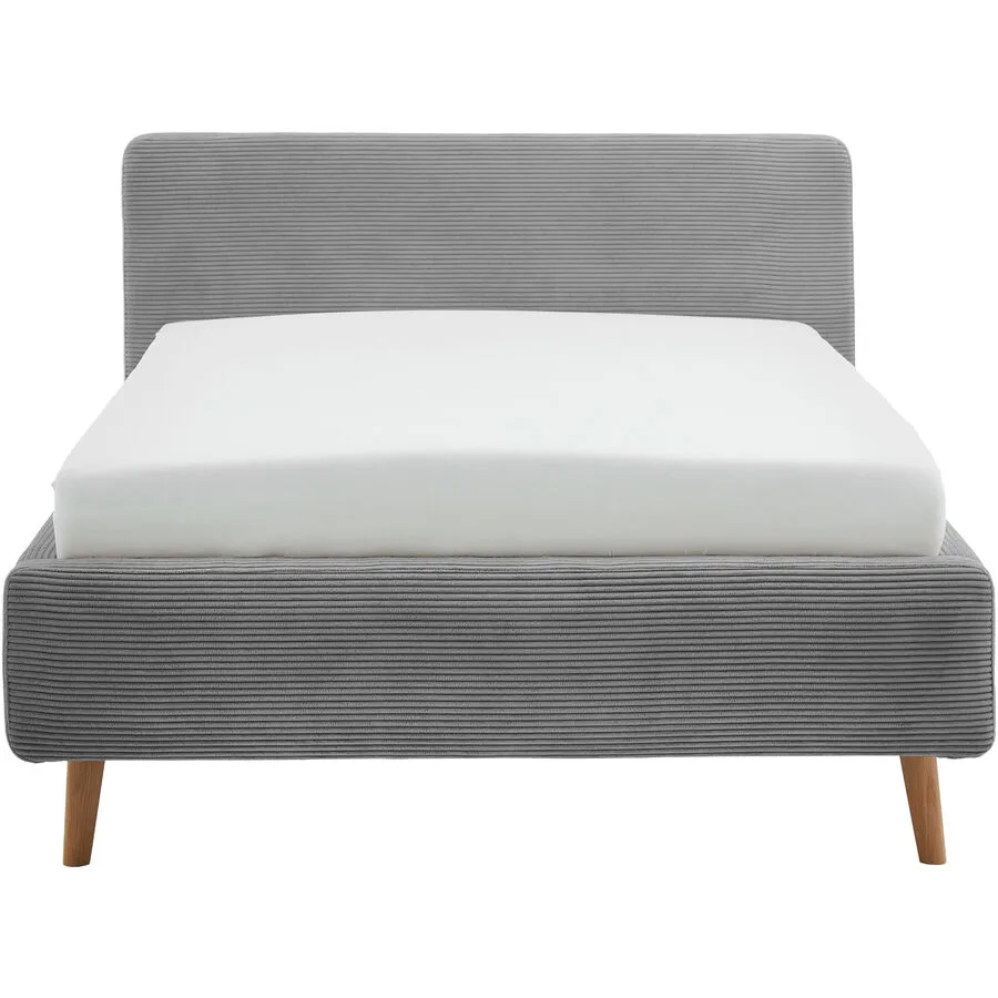 Bett Senja rauchgrau Stoff 120 x 200 cm