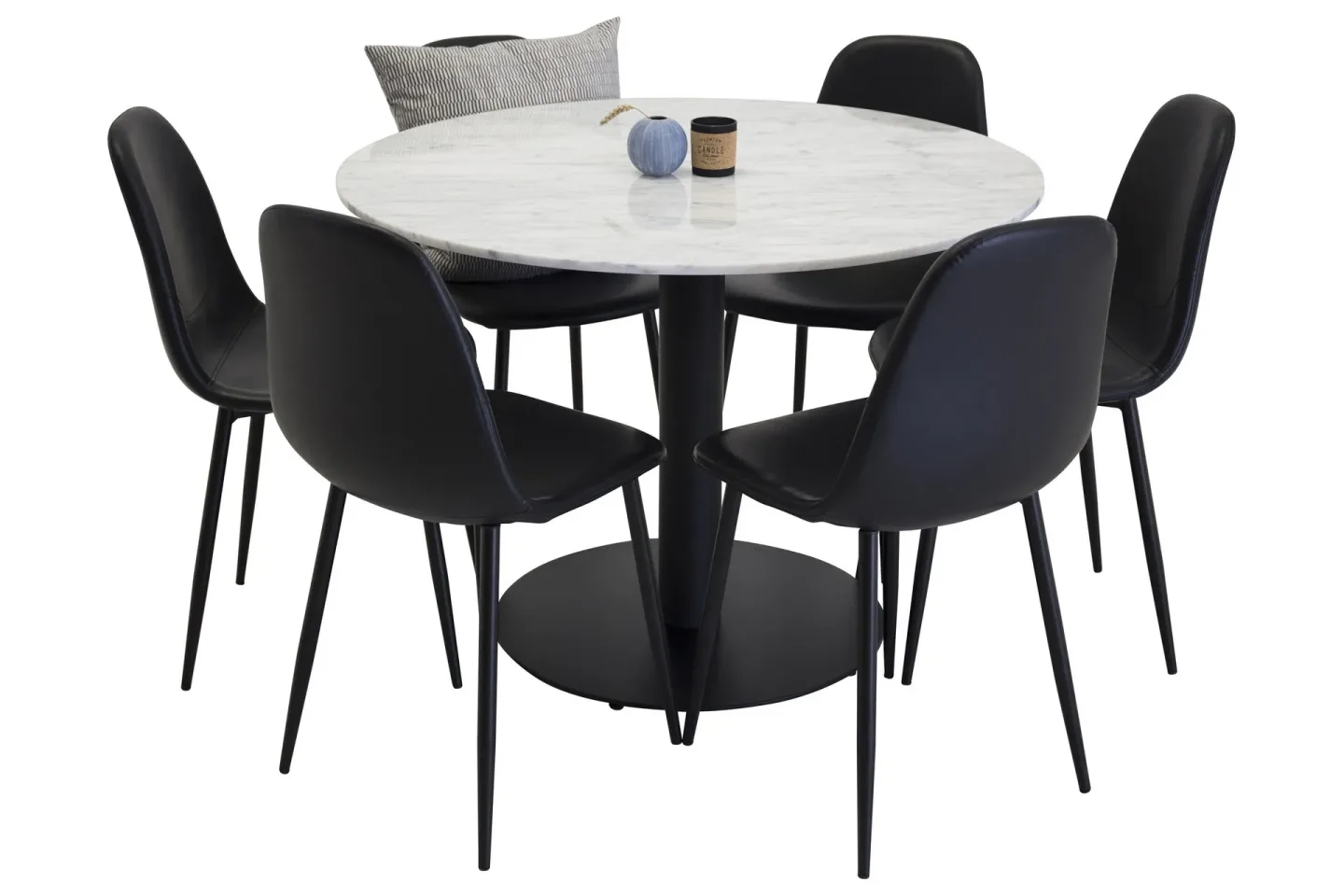 Estelle Matgrupp 106 cm Rund med 6 Polar stolar - Svart