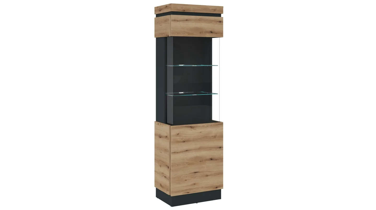 Vitrine mit Glastür Coast Evoke Eiche - grau Breite 60 cm - CORTE