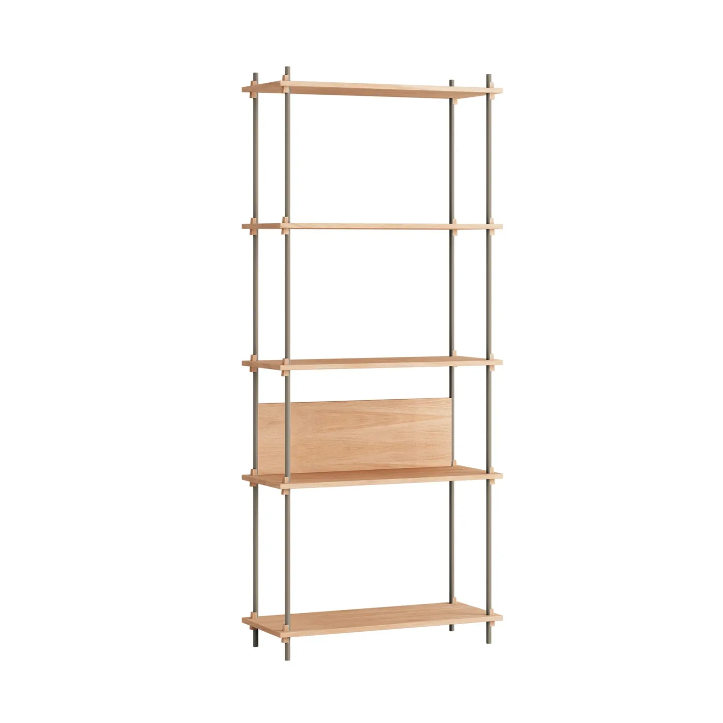 MOEBE Shelving System Classic Regal Eiche-warm grey, 86x200x35 cm, S.200.1.A