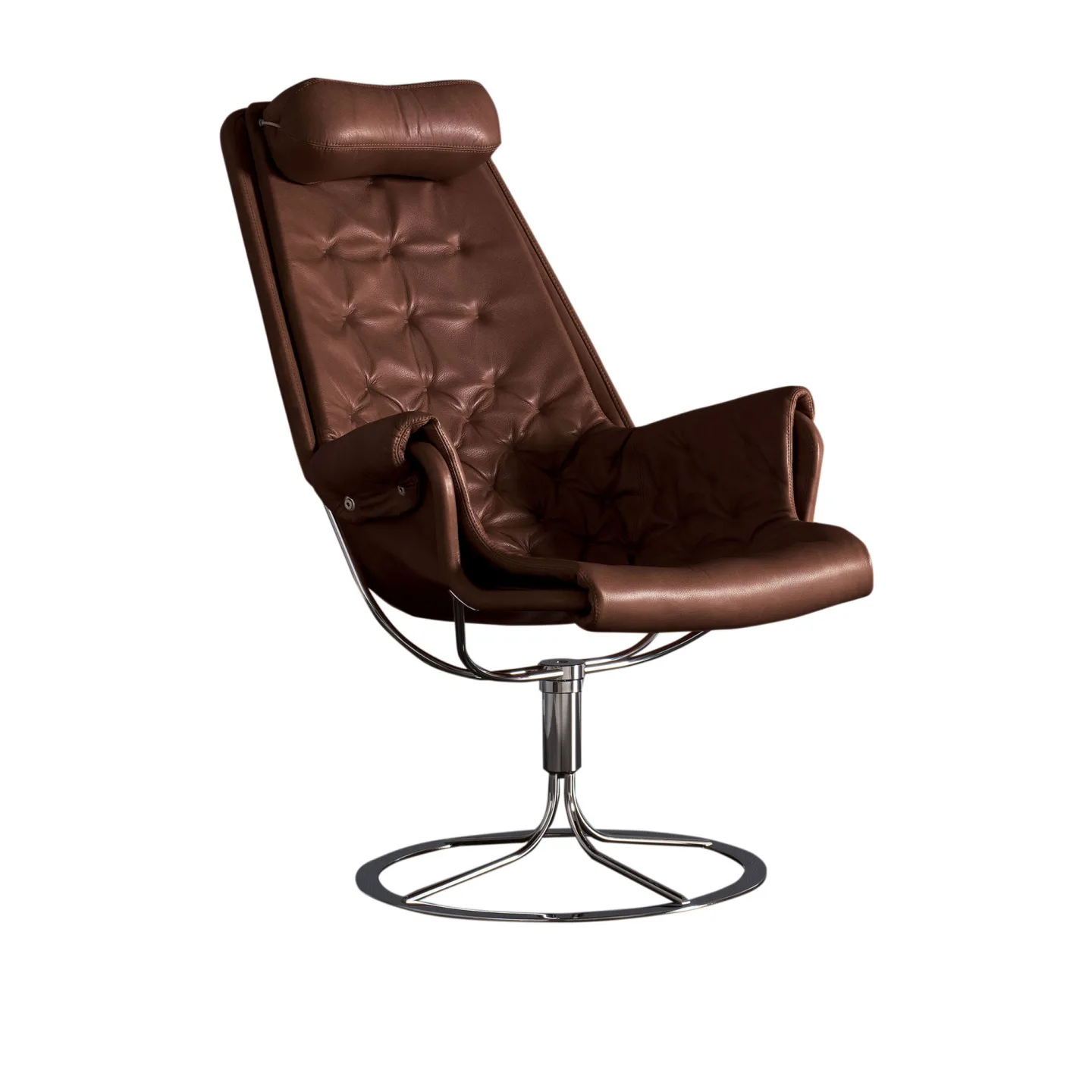 DUX - Jetson Fåtölj Helklädd, Bärande Väv Flax 21, Läder Dakota 28 Chokladbrun - Fåtöljer - Bruno Mathsson - Brun - Läder/Naturmaterial/Metall/Syntetiskt