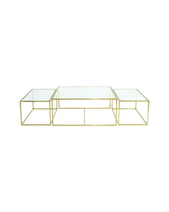 Three Set Table Brass Low