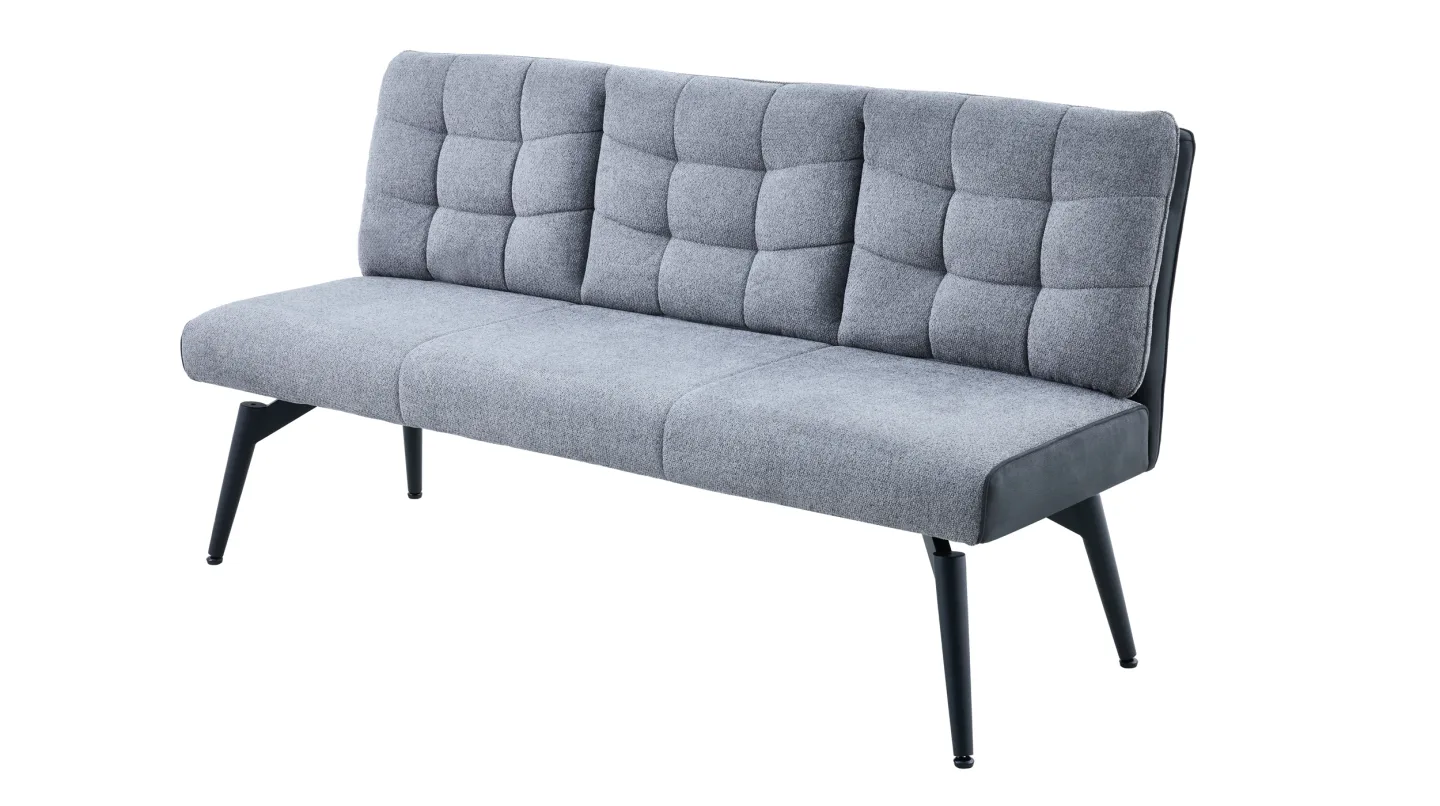 Sitzbank Rückenlehne 180 cm grau Microfaser Webstoff - TOMAR