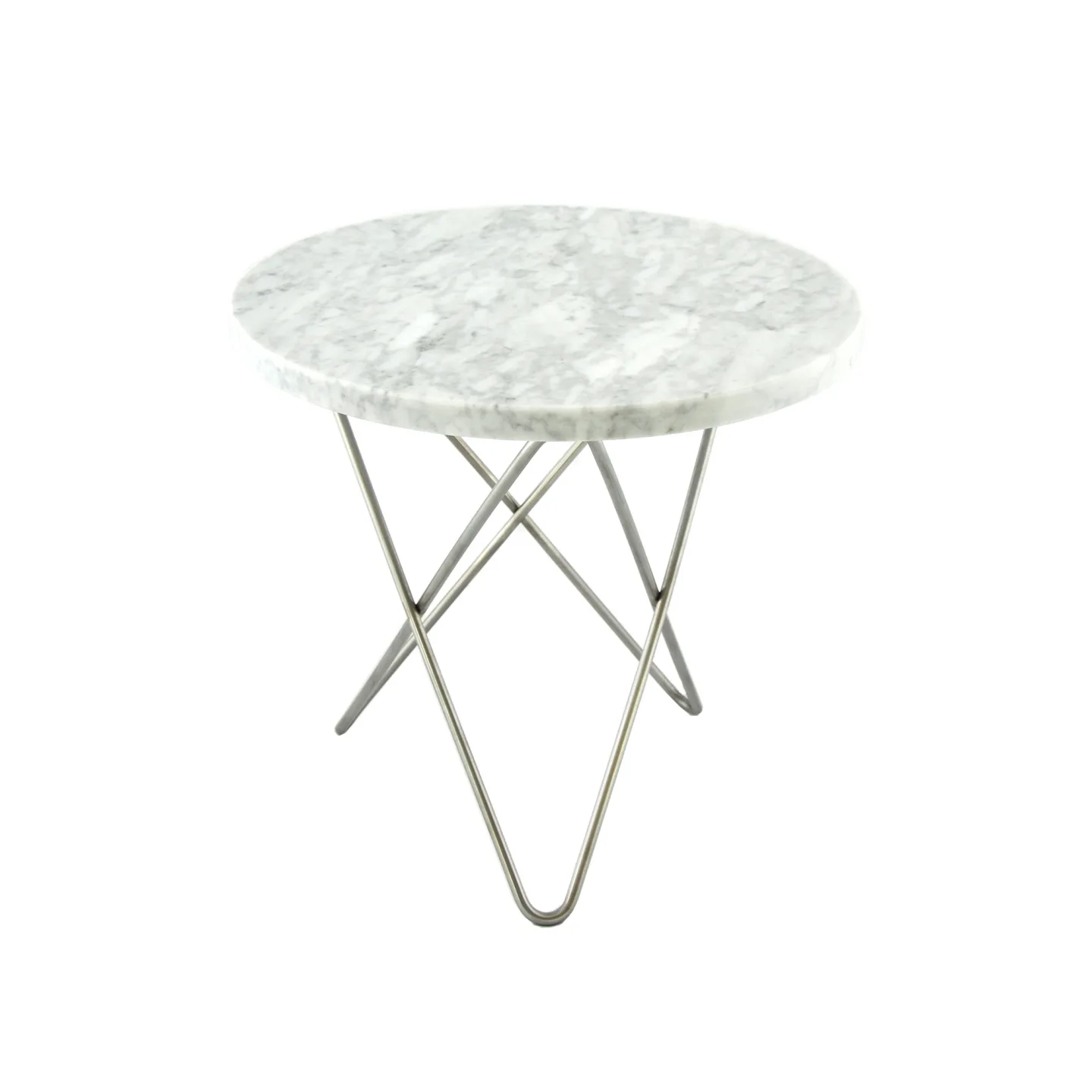 OX Denmarq - Mini O Table, Stainless Steel Frame, Top: White Marble - Sidobord - Dennis Marquart - Vit - Metall/Sten