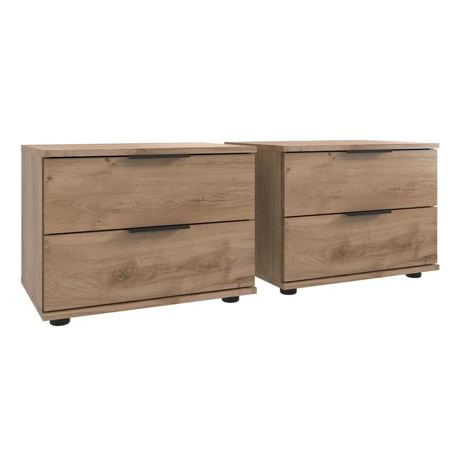 Nachttisch 2er-Set Metaa Plankeneiche Holzwerkstoff B 104 H 40 cm