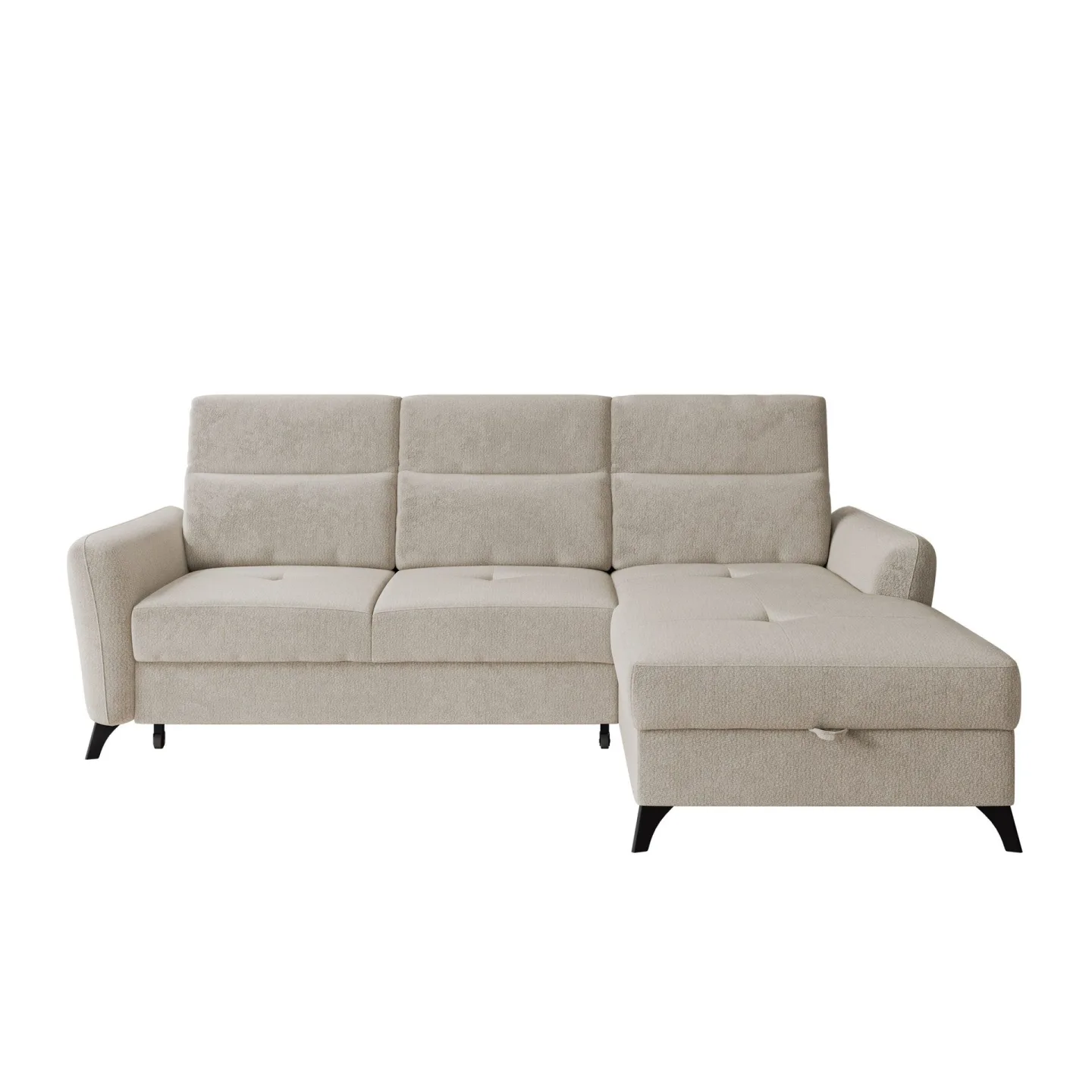 Sies 3-sits Bäddsoffa divan höger med förvaring - beige