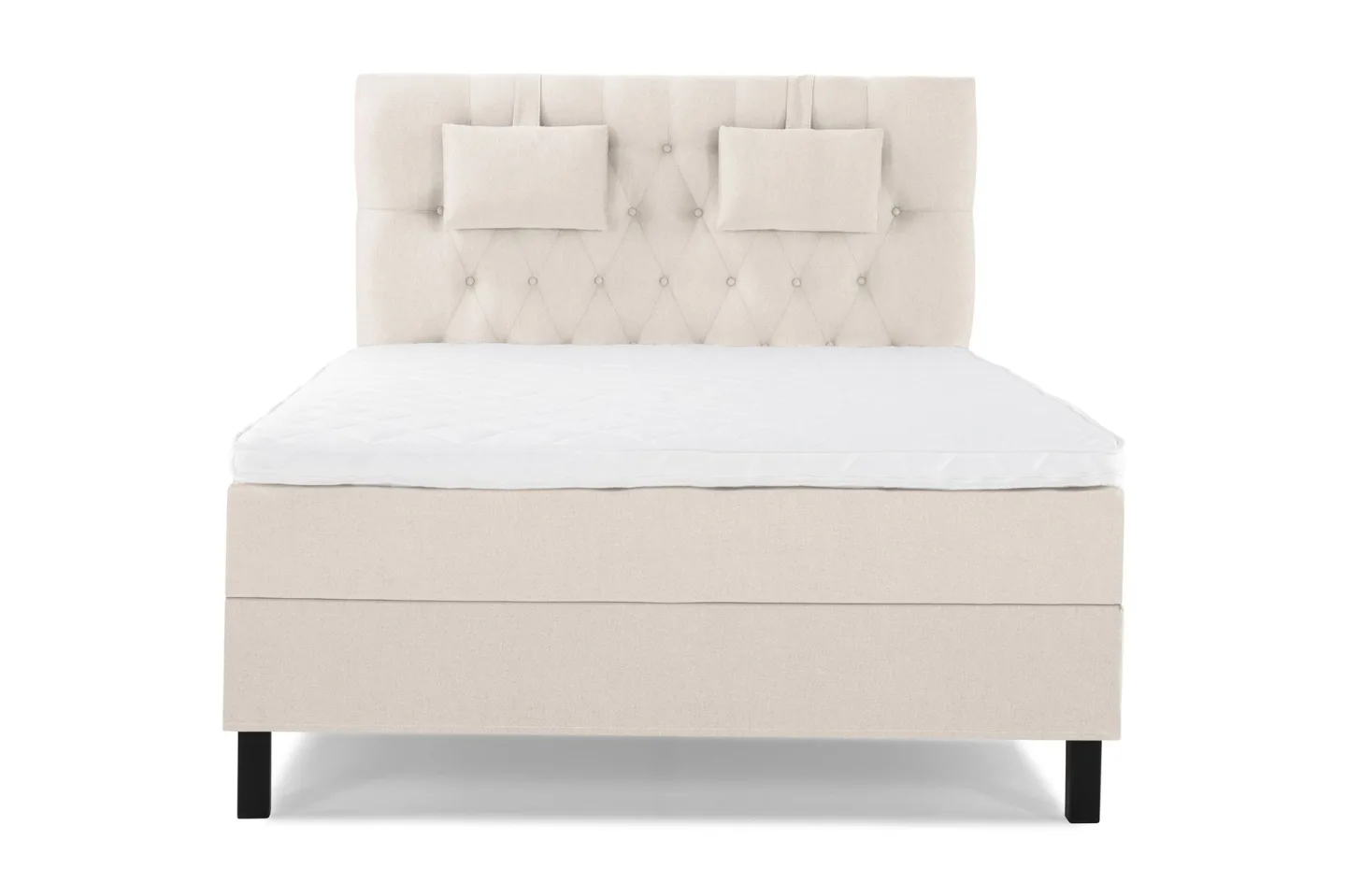 Lucky Komplett Sängpaket 140x200 Skum Diamant Sänggavel - Nackkudde Liten Beige