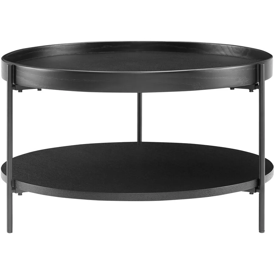 Salontisch Sontalis schwarz Holzfaserplatte (MDF) mit Eschenholzfurnier B 69 T 69 cm