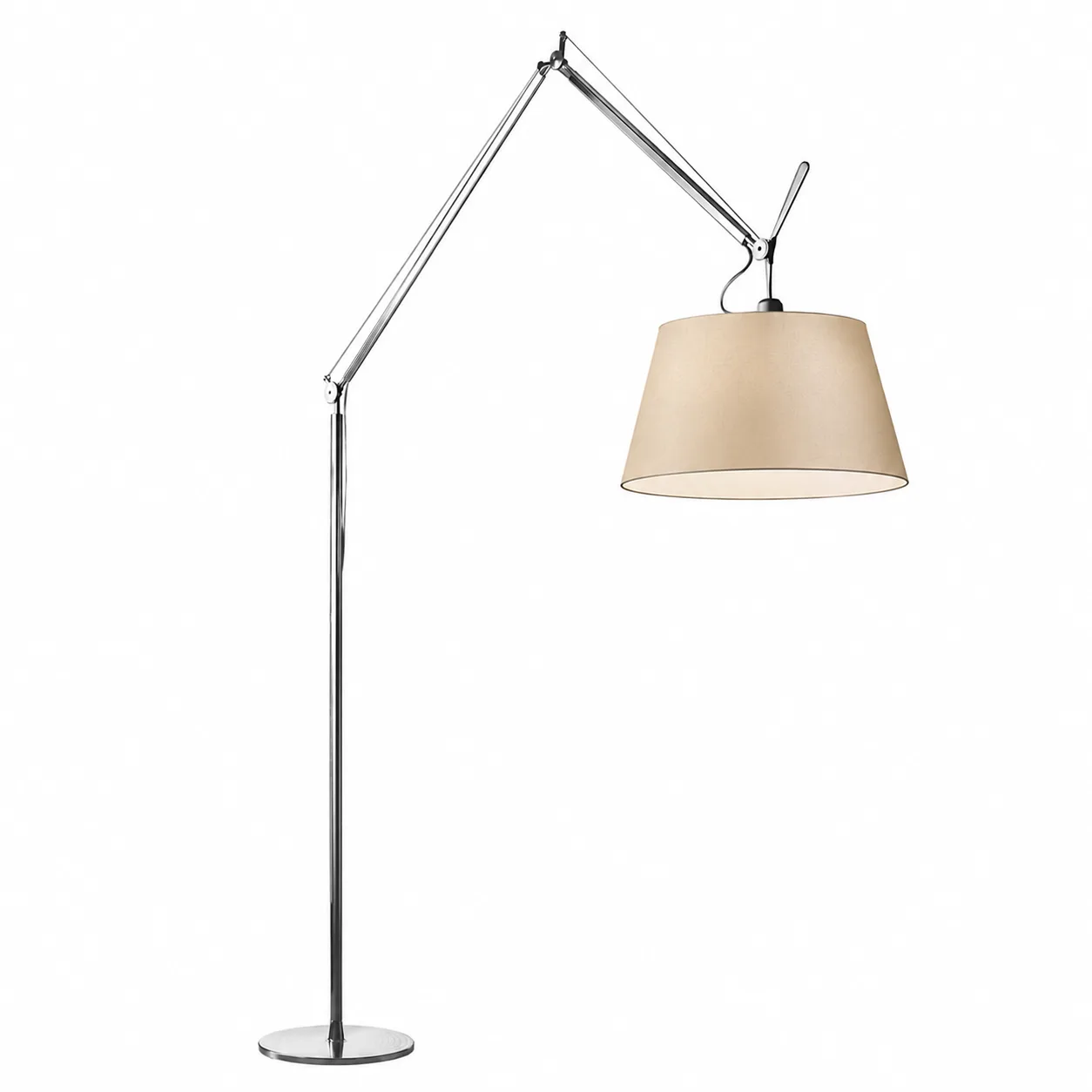 Artemide - Tolomeo Mega Golvlampa, Aluminium, Skärm i Pergamentpapper Ø 42 cm, Med On-off knapp - Skärmlampor - Giancarlo Fassina,Michele De Lucchi - Silver