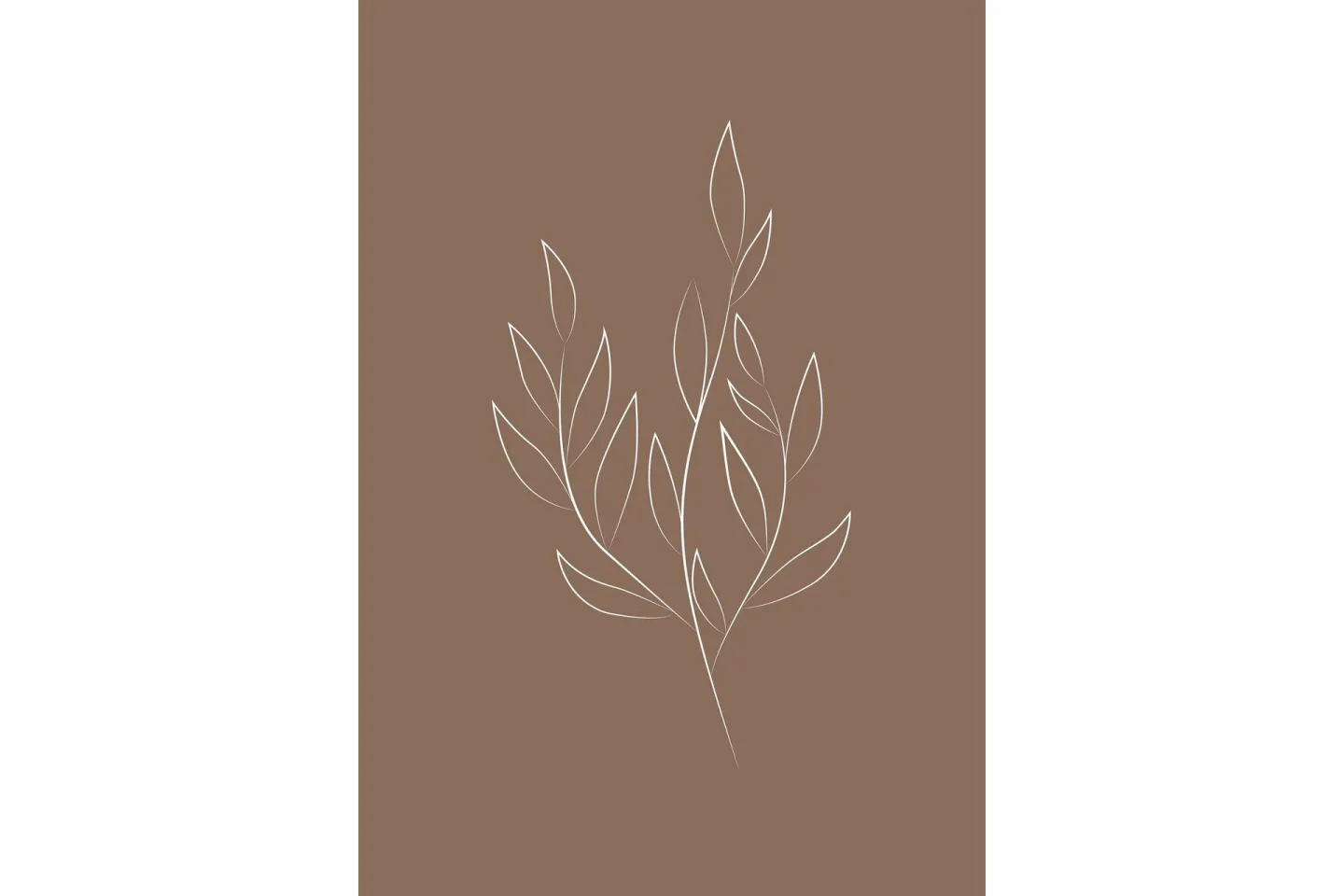 Poster Drawed leaf 21x30 cm - Brun