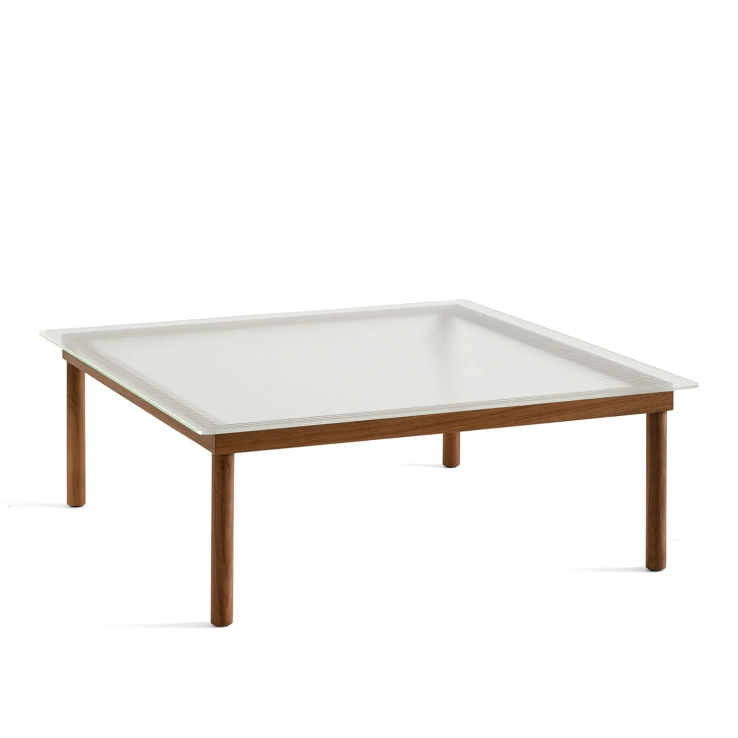 HAY - Kofi Water-Based Lacquered Walnut Frame W. Clear Reeded Glass Tabletop 100X100 - Soffbord - Martin Solem - Träfärgad - Glas/Trä