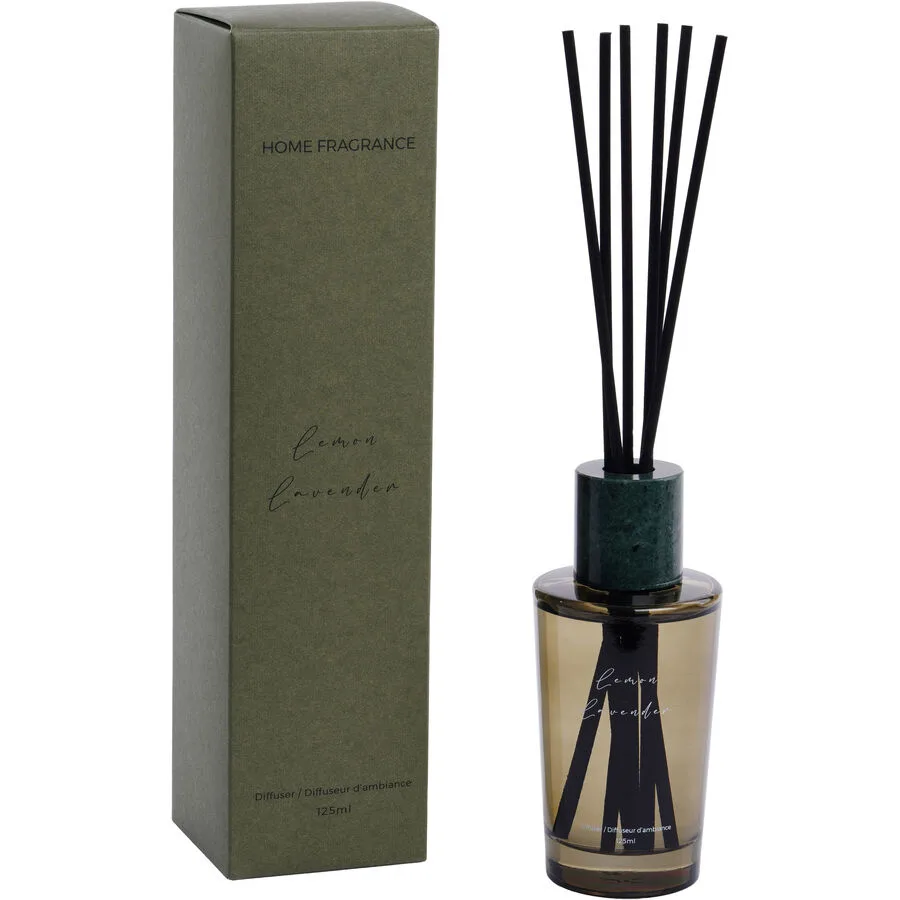 Diffusor Nathalie grün 125 ml - Material: Glas, Marmor, Rattan