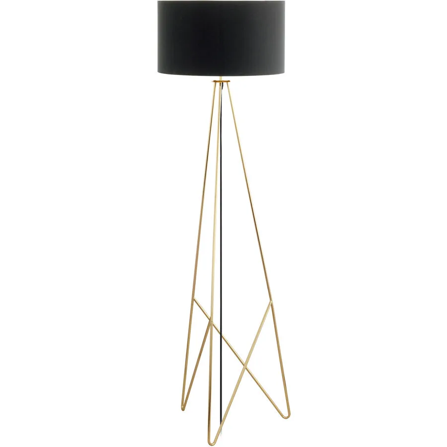 Stehlampe Camporale Gold/Schwarz Stahl/Stoff 154 cm - Farbe: schwarz-gold