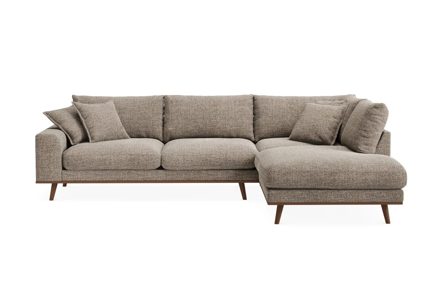 Copenhagen Premium 4-sits Högervänd L-formad Djup Schäslongsoffa i Chenille - Brun