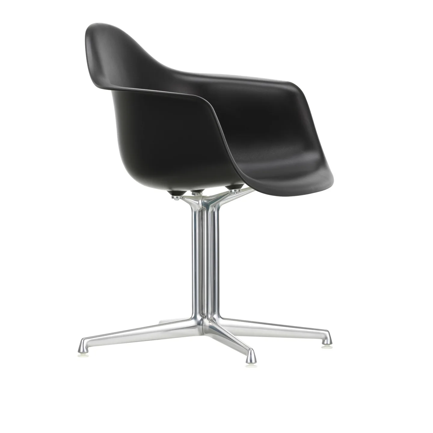 Vitra - Eames Plastic Armchair DAL 12 Deep Black Aluminium Polished - Kontorsstolar - Charles & Ray Eames - Svart - Metall/Plast