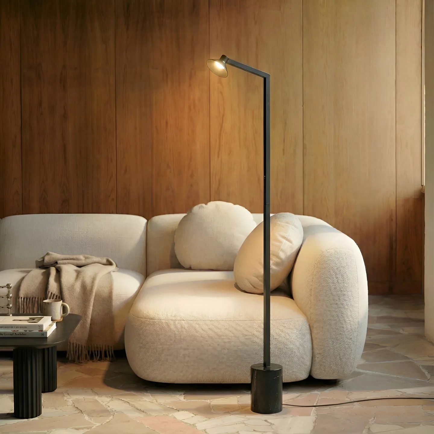 Steve LED-Stehleuchte, 130 cm, schwarz, dimmbar - Lucande - Wohnzimmer - Modern - Metall - Einflammig