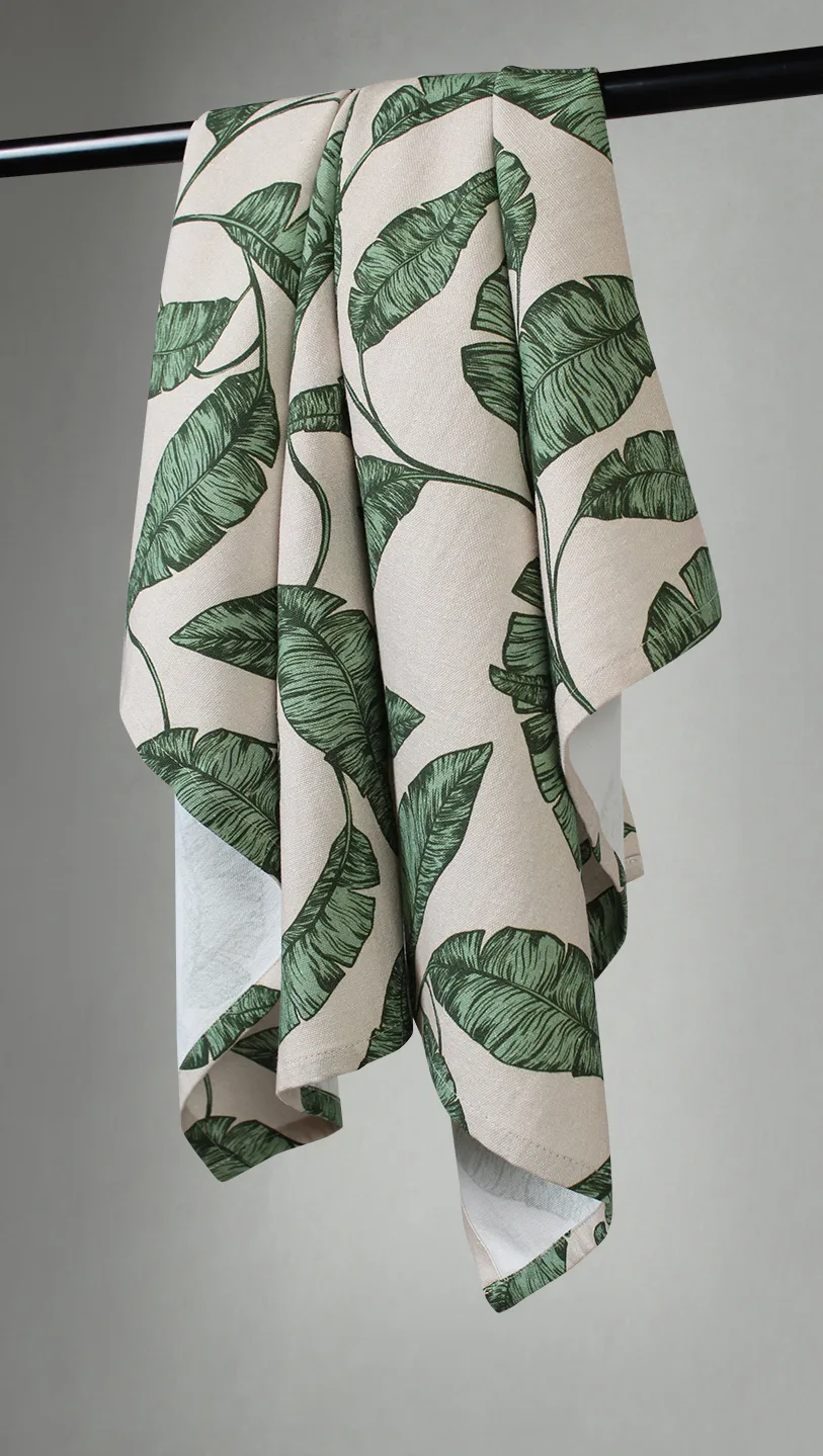 Kjøkkenhåndkle 2-pak - Leaves (grønn) (Størrelse: 50 x 70 cm)