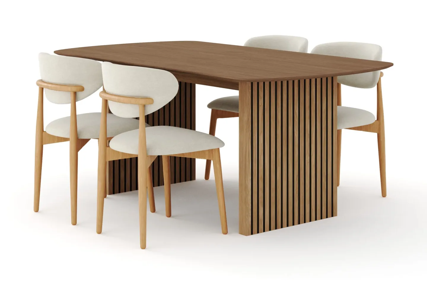Richeto Matgrupp 180 cm Ek med 4 Molly Matstolar - Ek/Beige