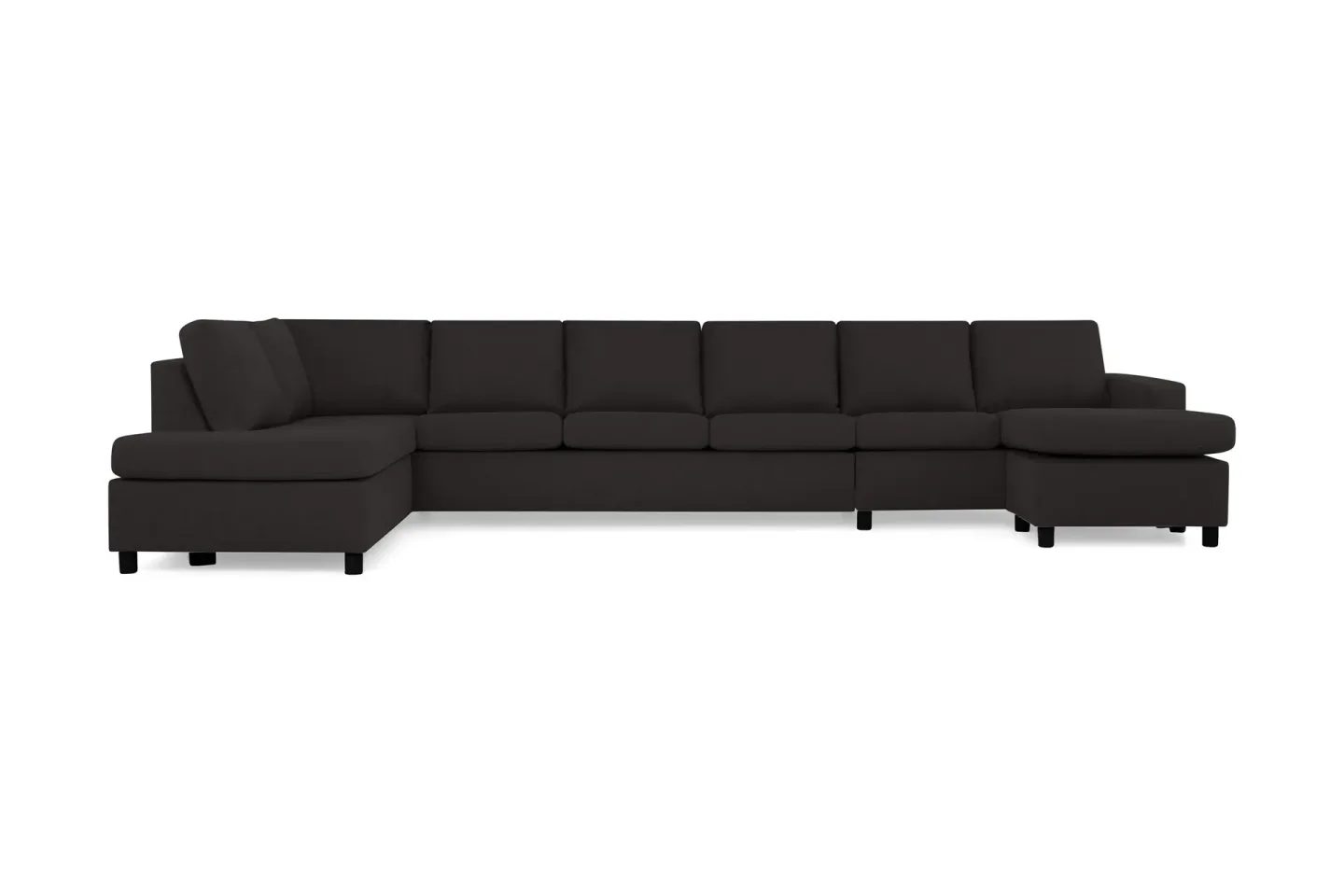Crazy 6-sits Vänstervänd U-formad XX-Large Soffa med Divan och Schäslong i Tyg - Antracit