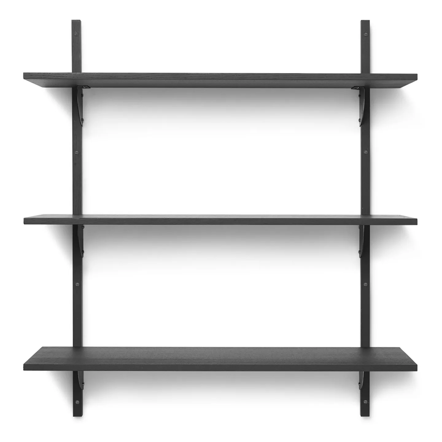 Ferm Living - Sector Triple Wide Black Ash / Black Brass - Hyllor - Svart - Metall/Trä