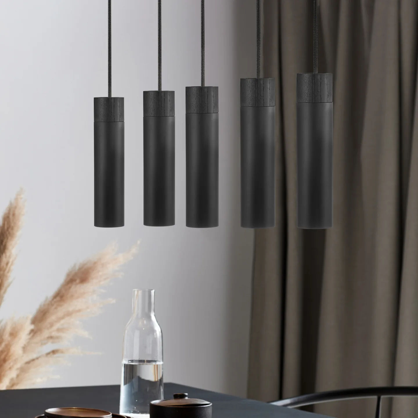 Tilo 5 Pendelleuchte Black - Nordlux - Wohnzimmer - Metall - Mehrflammig