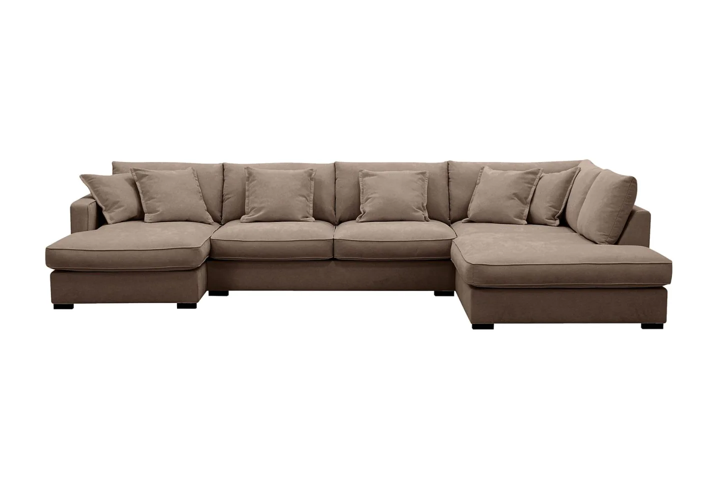 Rossita Lyx 5-sits Högervänd U-formad Extra djup Soffa med Divan och Schäslong i Tyg - Mörkbrun