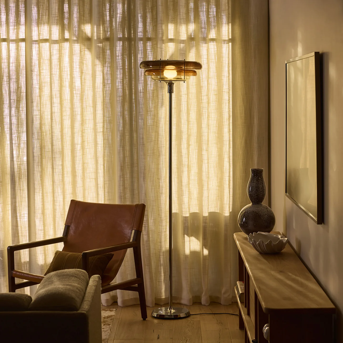 Sunset Stehleuchte, bernstein - MARKET SET - Wohnzimmer - Design - Glas - Einflammig