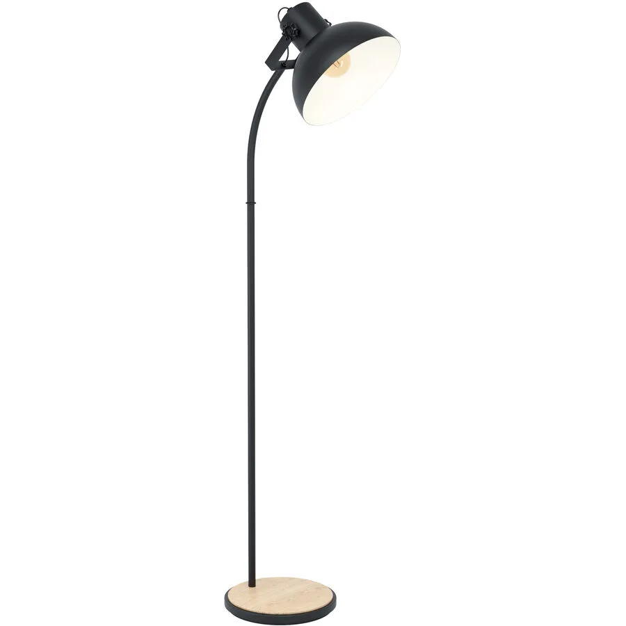 Eglo Stehlampe Lubenham Schwarz Stahl/Holz 30 cm 160 cm - Material: Holz/Stahl