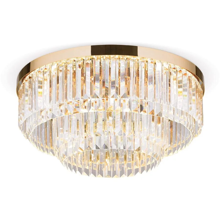Briamond Deckenlampe Prism Gold Stahl/Kristall 55 cm 25 cm - LED - Lichtfarbe: Warmweiss - Material: Stahl/Orion Kristall - Deckenlampe- LED