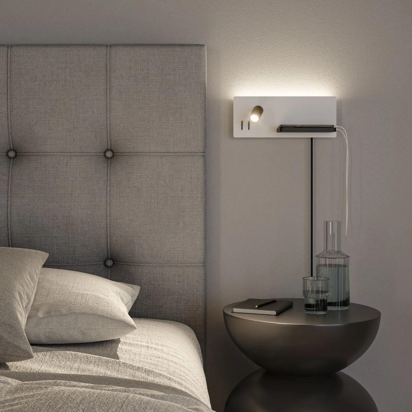 LED-vägglampa Serra, svart, 2 700 K, höger - Paulmann - Sovrum - Modern - Mässing - Vinklad