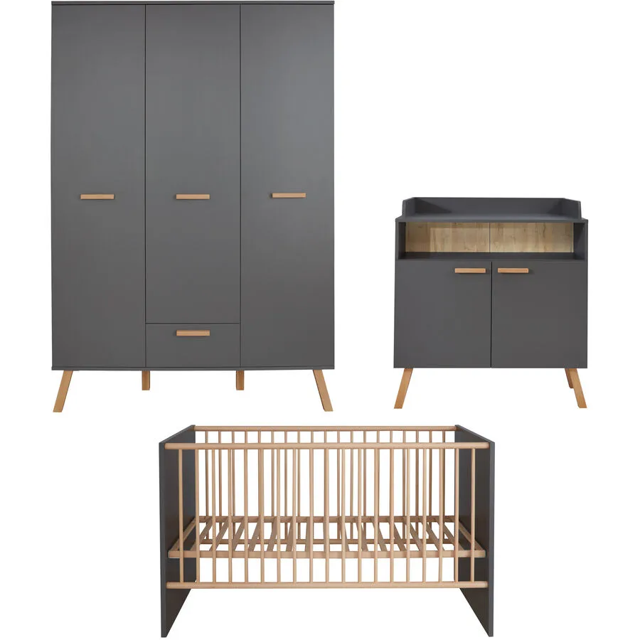 Babyzimmer-Set Matis grau Holzwerkstoff