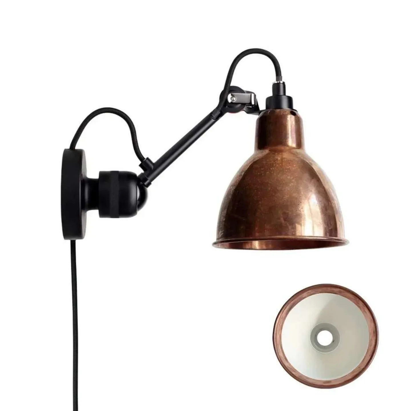304CA Wandleuchte Raw Copper/White - Lampe Gras - Wohnzimmer - Design - Metall