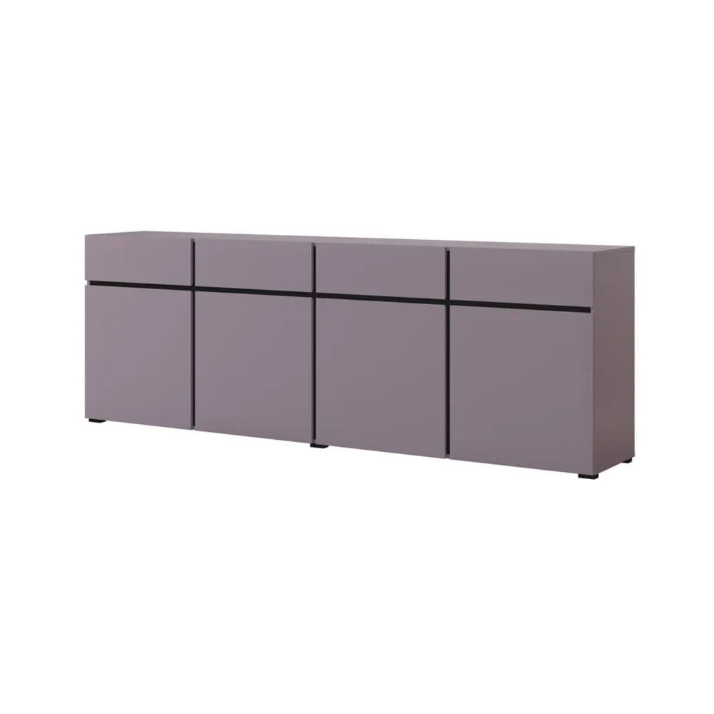 Sideboard Cross 4 dörrar med 4 lådor - Plommon - Svart onyx