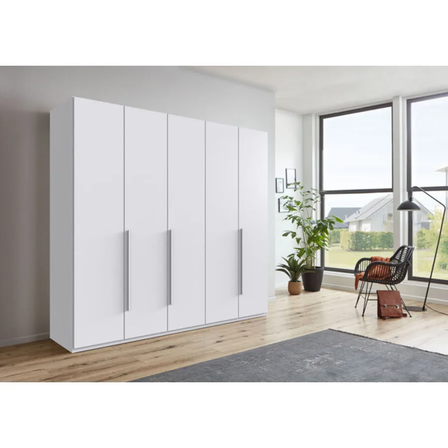 Kleiderschrank Annie Weiß - Griffe Weiß Mischholz B 225 cm