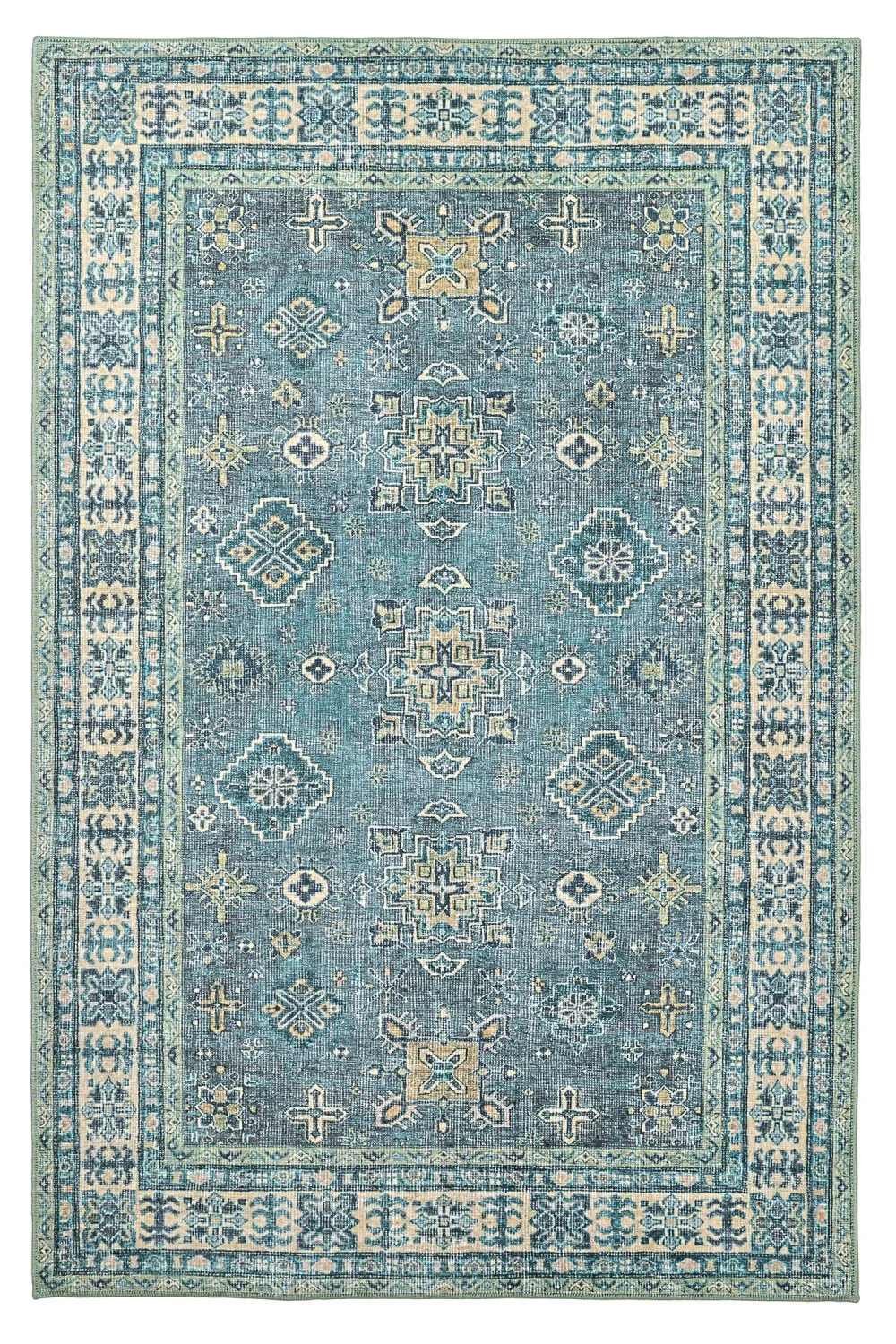 Flatvevd teppe - Benaluna (blå/grønn) (Størrelse: 190 x 280 cm)