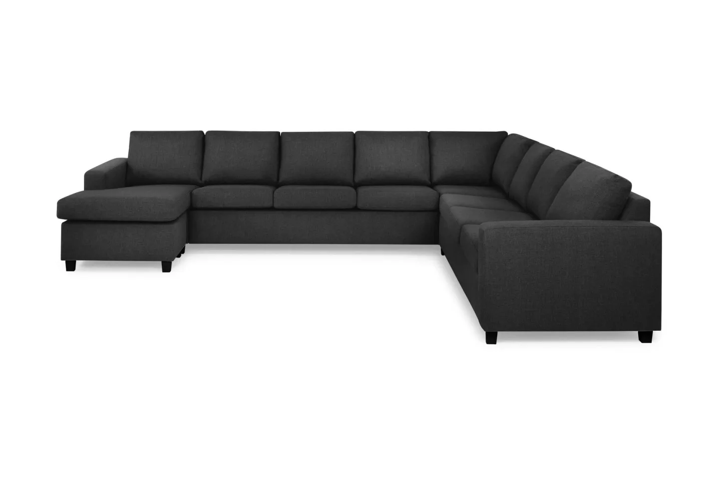 Crazy 7-sits Vändbar U-formad XX-Large Hörnsoffa med divan i Tyg - Mörkgrå / Antracit