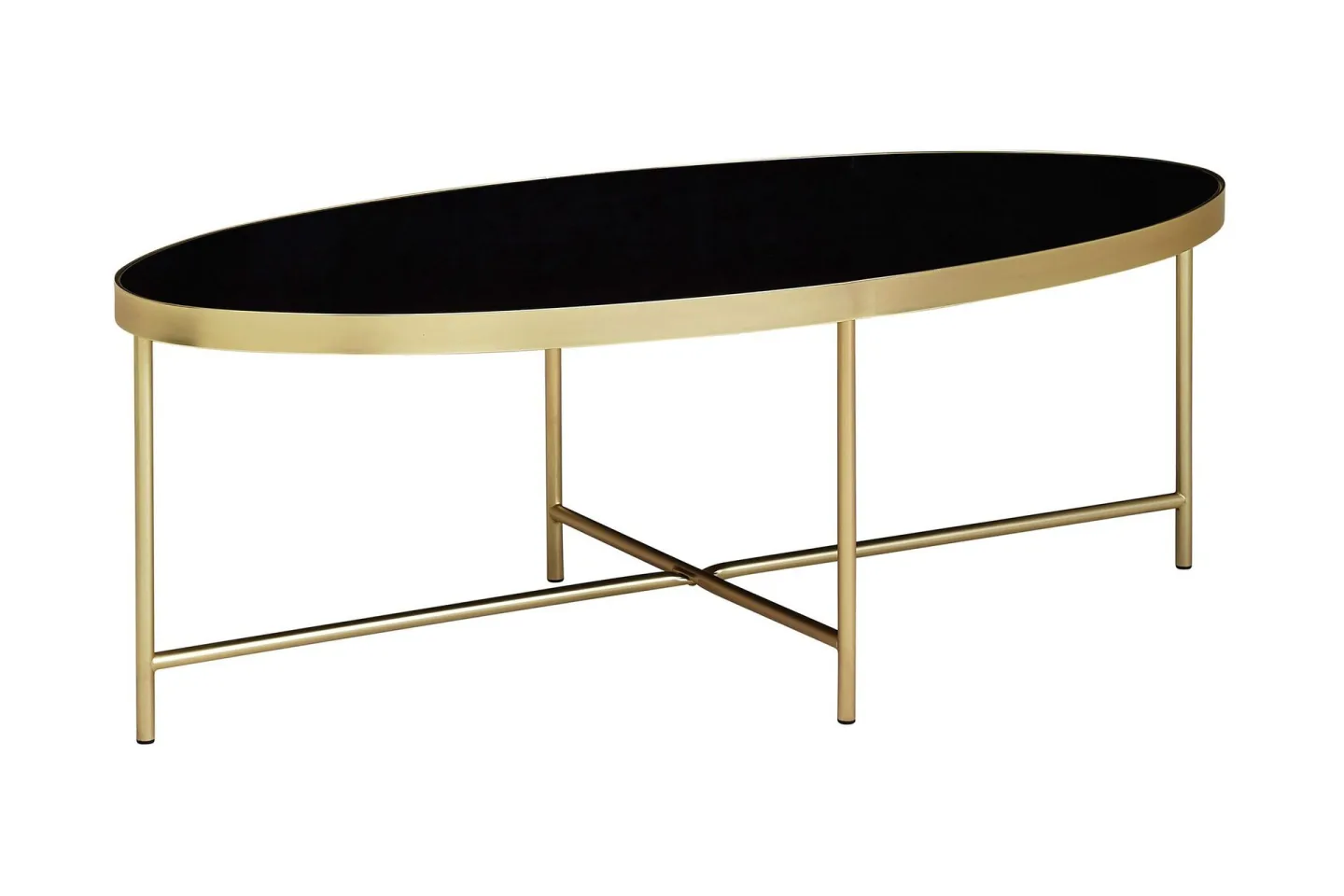 Dredyn Soffbord 110 cm Ovalt - Glas/Svart/Guld