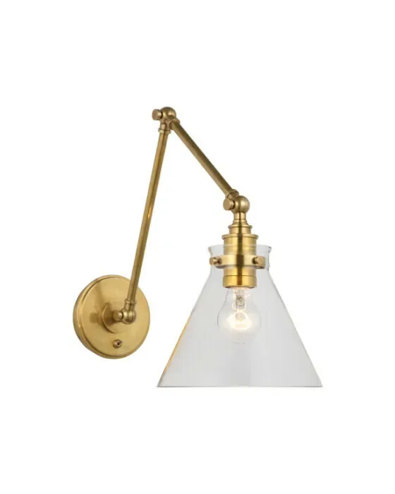 Parkington Double Library Wall Light Antique Brass/Clear