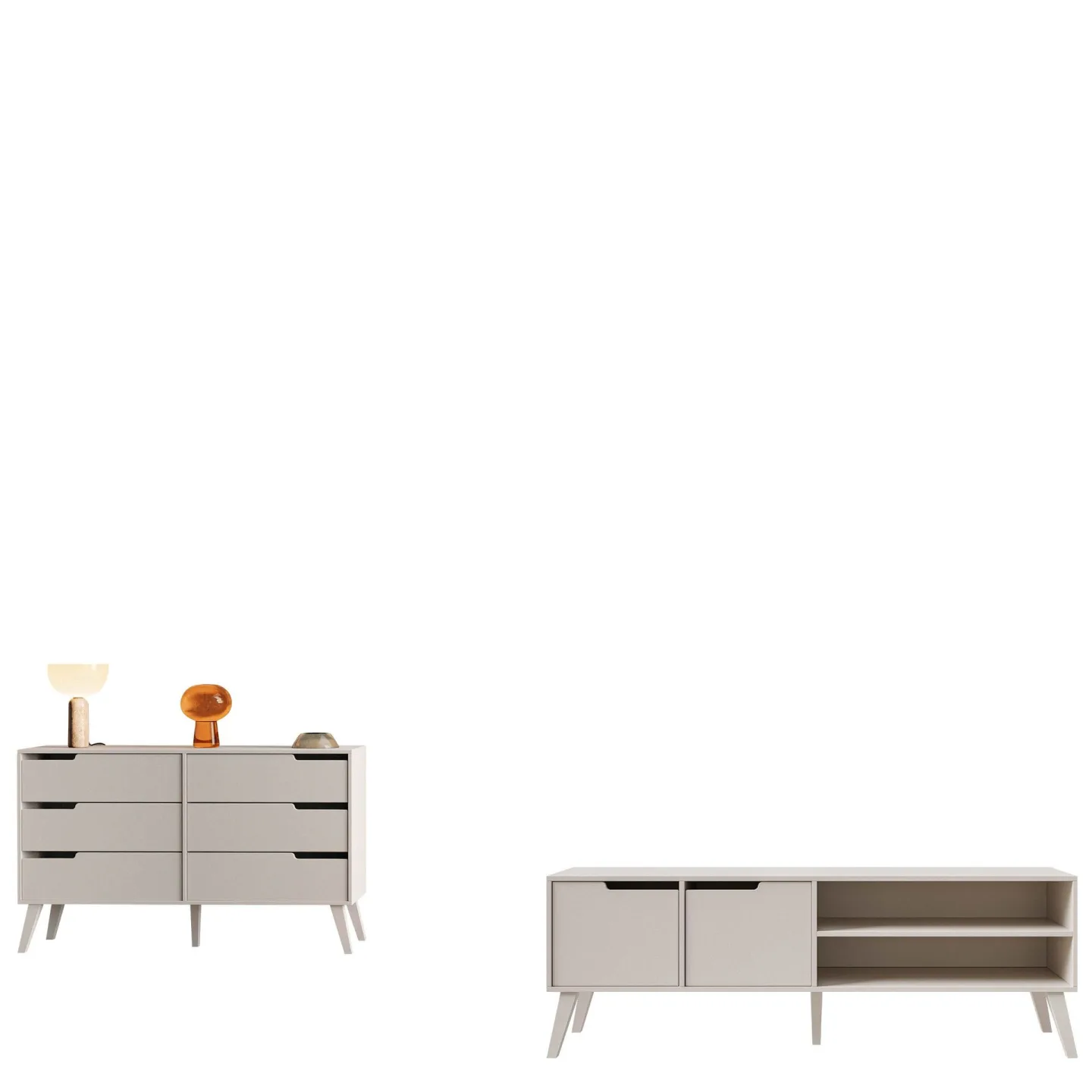 Virello Möbelset vardagsrum - Tv-bänk och skänk - beige